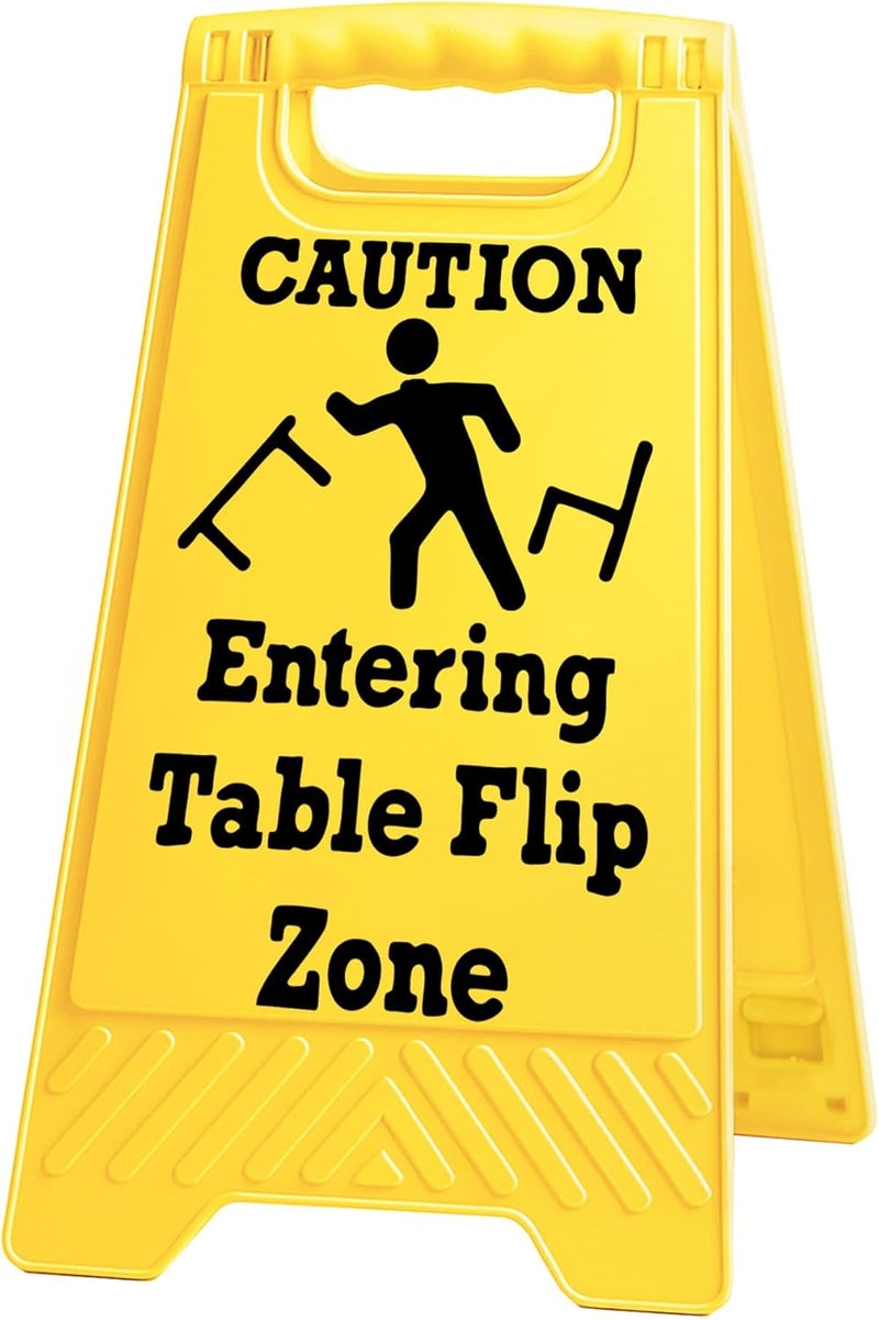 EXUBERIUM Caution Entering Table Flip Zone Office Decor Funny Sarcastic Reminder Desk Sign for Coworkers Satirical Team Office Decor Gifts Multi-functional Phone Holder Mirror Table Sign White Elephant Gifts - Image 1